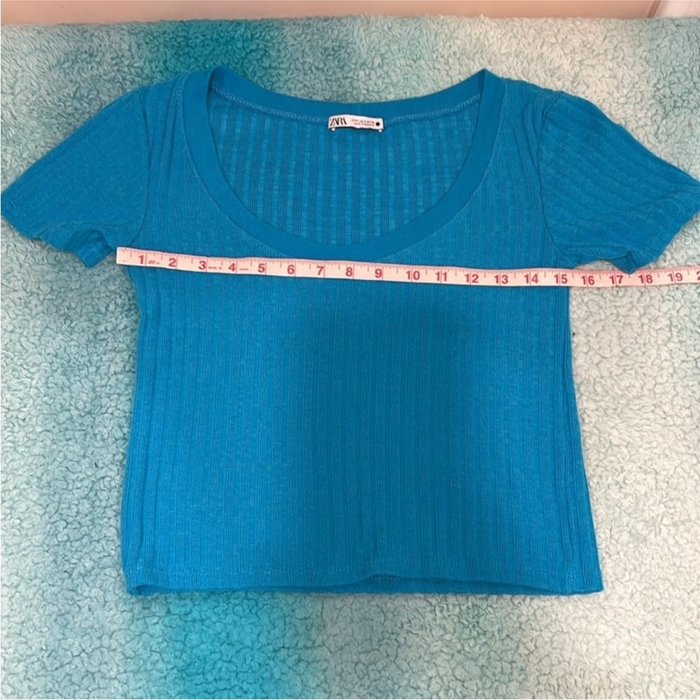 Zara Blue Ribbed Top - Picture 5 of 7